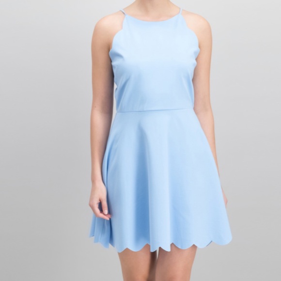 Aqua Dresses & Skirts - AQUA Scalloped Fit-and-Flare Dress - Medium